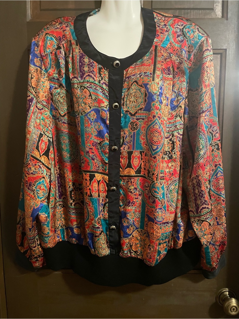 1980’s Notches Maximalist Jewel Toned Slouchy Blouse.